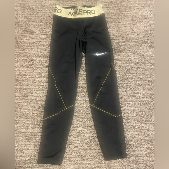 Other - Kids Gold and Black Nike Pro Leggings